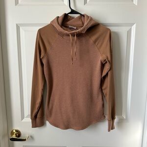 Columbia Cascade Gorge Pullover Hoodie Womens Size M Stripe Waffle Knit Outdoor